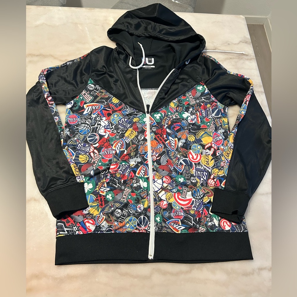 NBA All Team Logos Full Zip Hoodie Jacket Teen/Kid  Size L